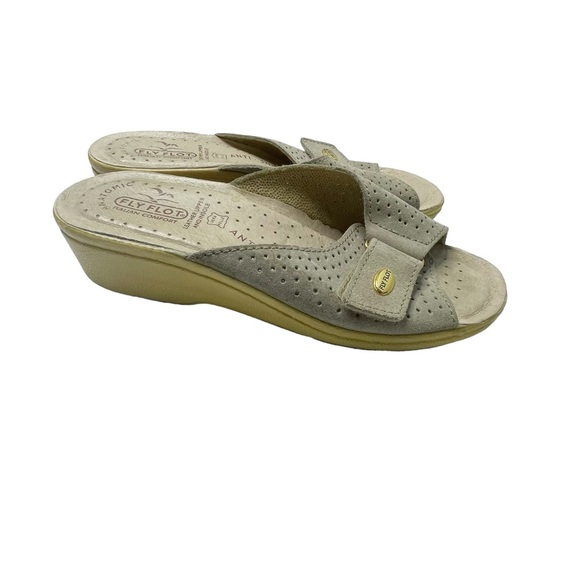 Fly Flot Grey Leather Italian Comfort Sandal Sz 39 - Picture 7 of 7